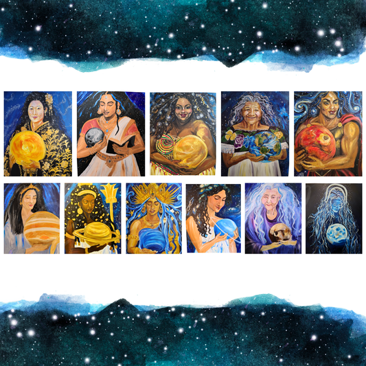 Celestial Goddess Art Print – Moon & Cosmic Wall Art with Mat Frame | 4x6 or 8x10 Nature-Inspired Spiritual Decor