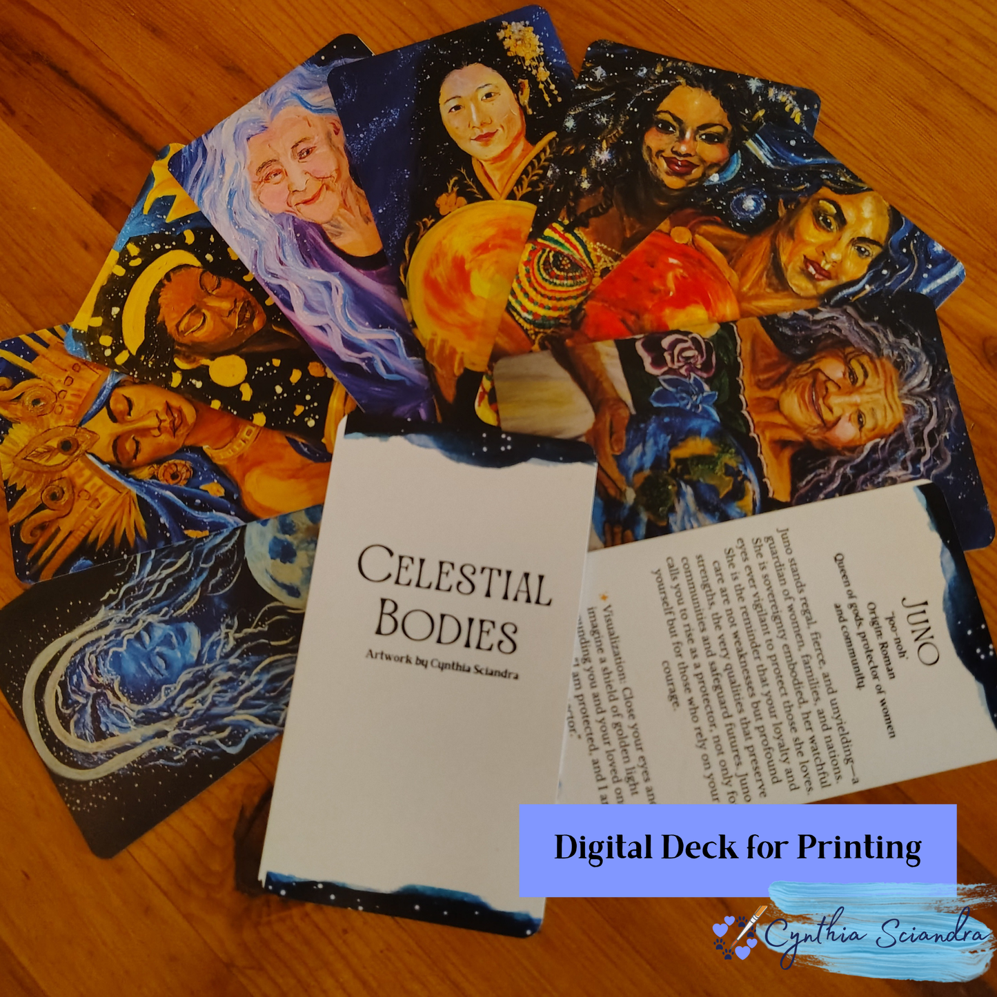 The Celestial Bodies Affirmation Deck — Digital Mindfulness Cards with Original Artwork by Cynthia Sciandra