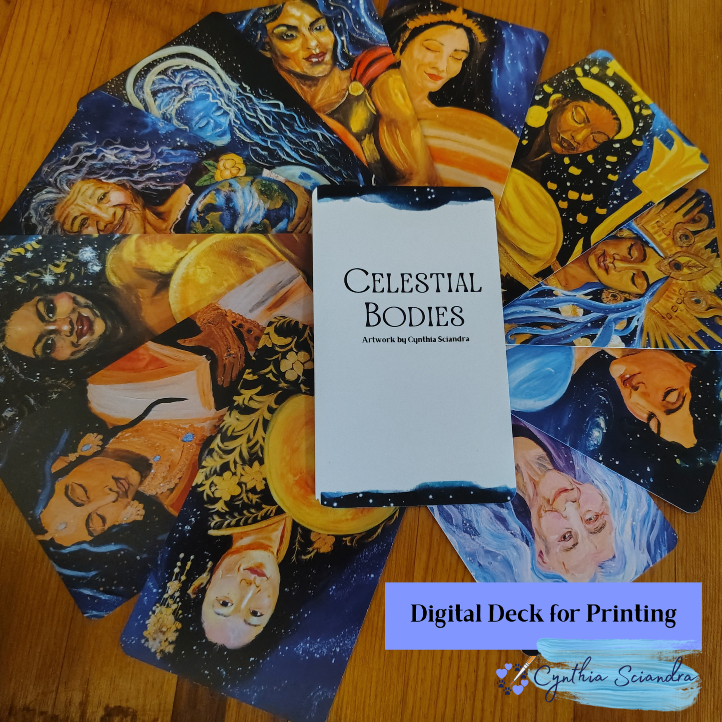 The Celestial Bodies Affirmation Deck — Digital Mindfulness Cards with Original Artwork by Cynthia Sciandra