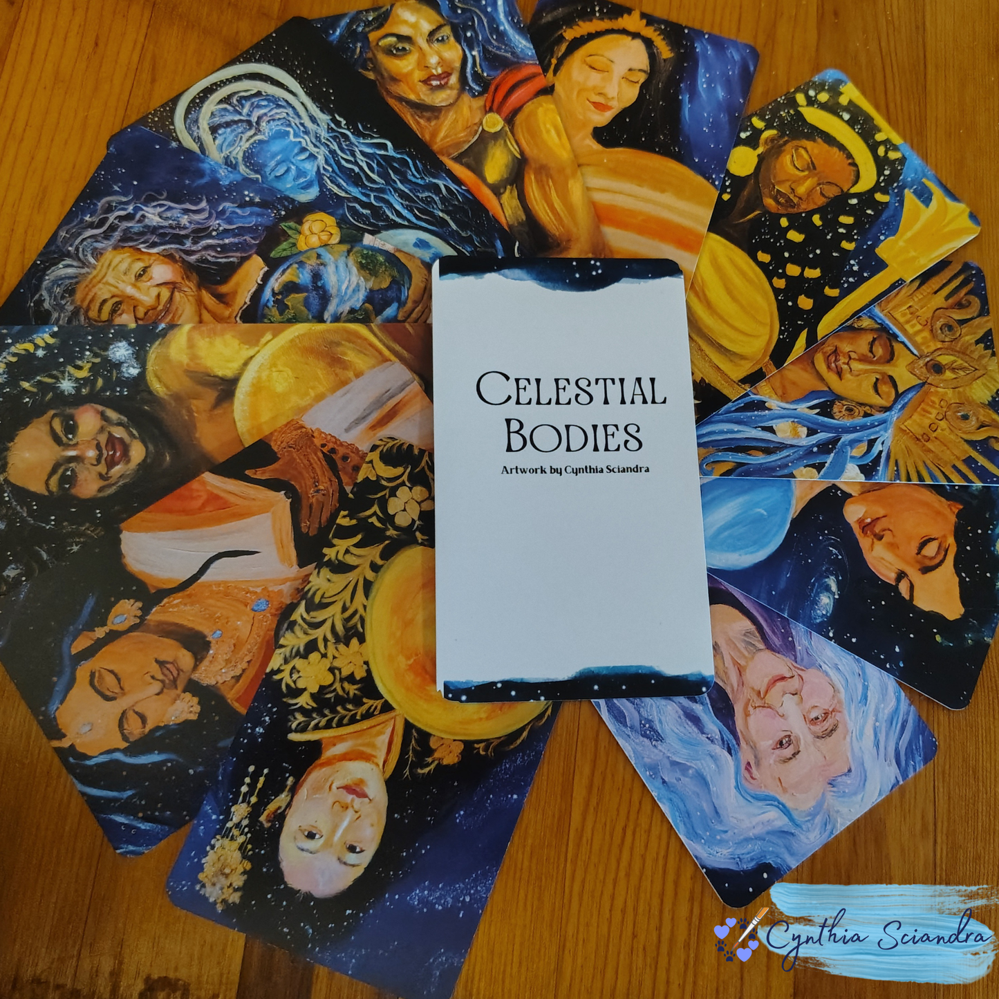 The Celestial Bodies Affirmation Deck — Original Artwork & Mindfulness Cards by Cynthia Sciandra (Physical Deck, Shipping Included)