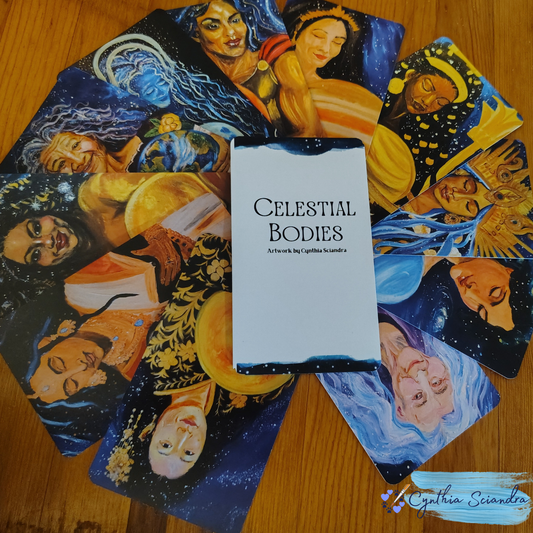 The Celestial Bodies Affirmation Deck — Original Artwork & Mindfulness Cards by Cynthia Sciandra (Physical Deck, Shipping Included)