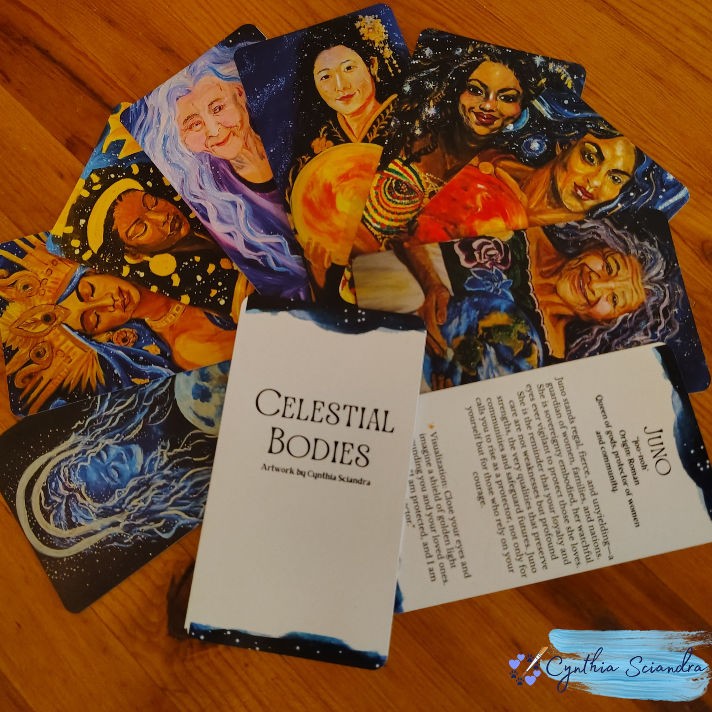The Celestial Bodies Affirmation Deck — Original Artwork & Mindfulness Cards by Cynthia Sciandra (Physical Deck, Shipping Included)