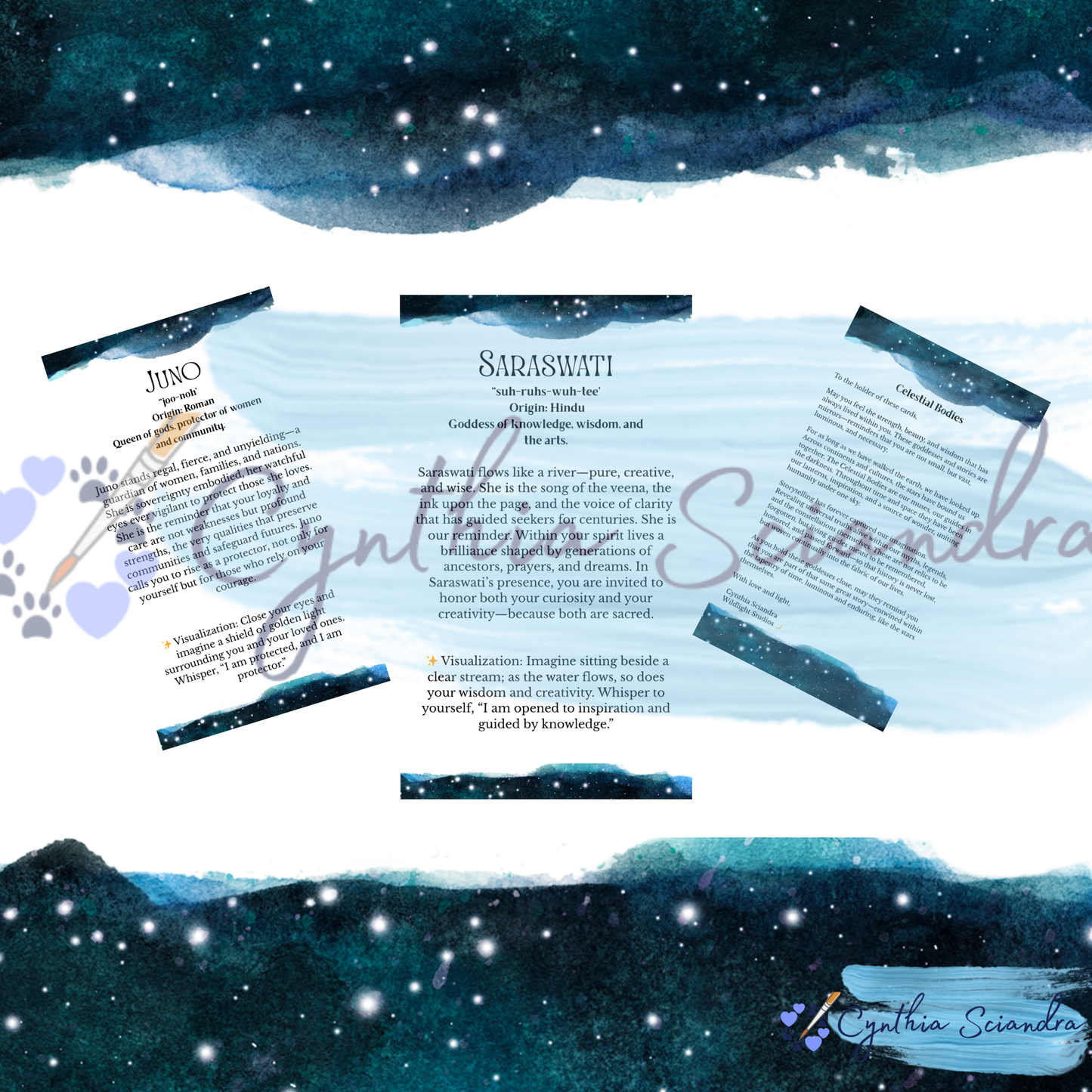 The Celestial Bodies Affirmation Deck — Digital Mindfulness Cards with Original Artwork by Cynthia Sciandra